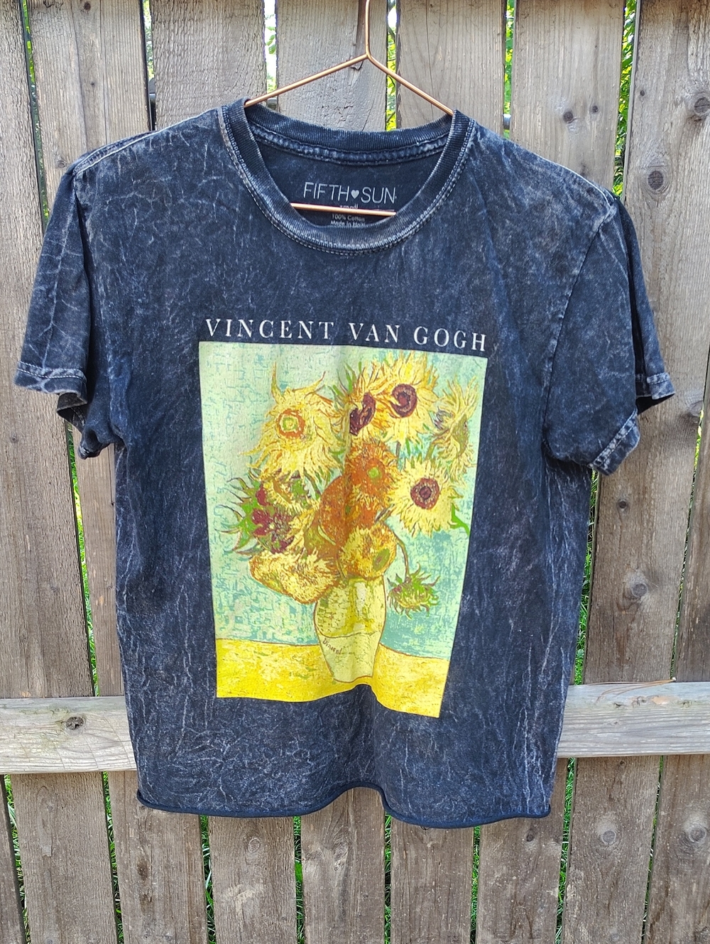 Fifth Sun Vincent Van Gogh Flower Vase Painting Nature Quote Short Sleeve Top